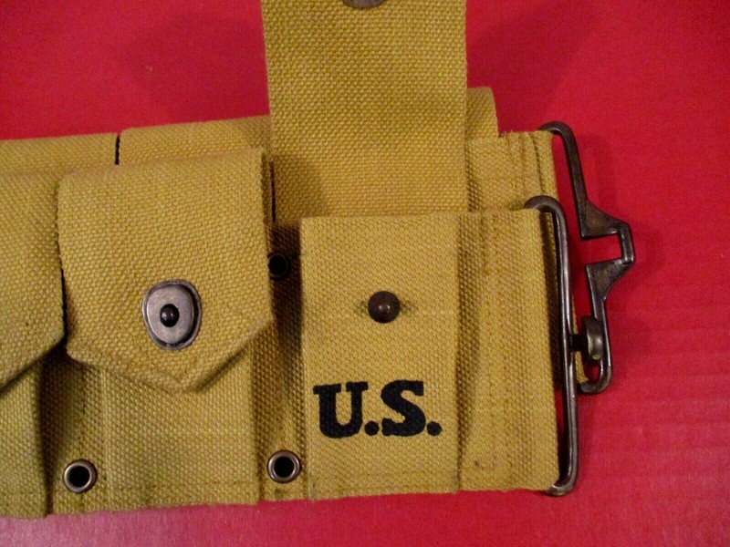 WWII US Army M1923 Cartridge Belt - Khaki - Dtd 1942 - Up to 49" Waist - Repro gallery
