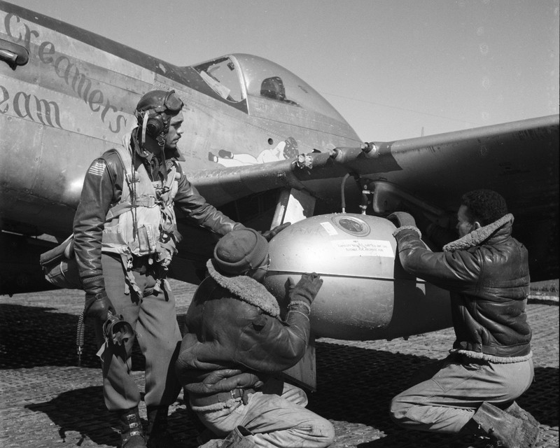 Tuskegee Airmen Plane Fuel Pod Ramitelli Italy 1945 8×10 World War II WW2 Photo
