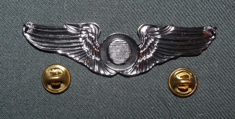 Reproduction WW2 USAAF Aircraft Observer Wings Stamped Clutchback 3" gallery
