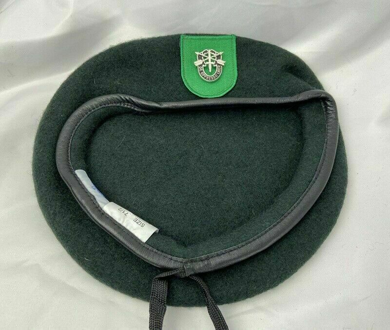 7-1/2 US ARMY 9TH SPECIAL FORCES GROUP BLACKISH GREEN COLOUR BERET CAP HAT
