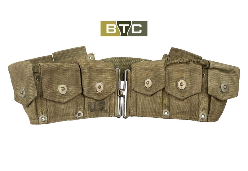 Cartridge Belt, US WW2/Korean War M1923 Olive Drab For Garand Rifle - Orig
