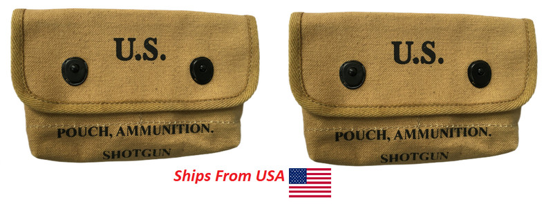 (PACK OF 2) U.S. WWII Shotgun Shell Pouch Khaki