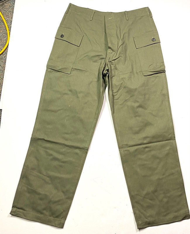 WWII US ARMY INFANTRY LIGHT SHADE TYPE II HBT COMBAT FIELD TROUSERS-MEDIUM gallery