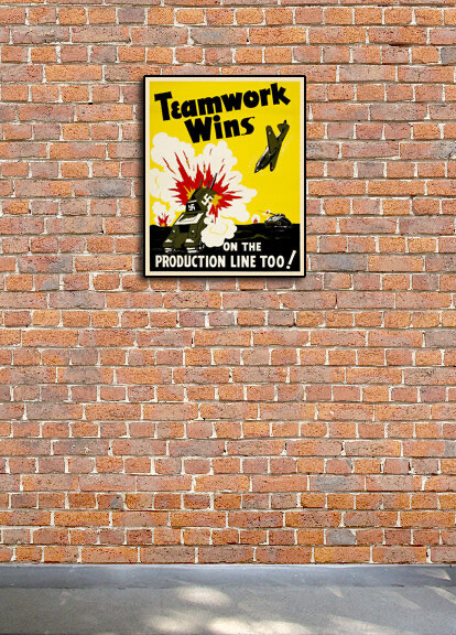 1943 “Teamwork Wins” Vintage Style WW2 Army Poster - 16x20 gallery