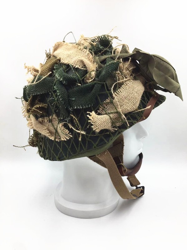 WW2 US ARMY AIRBORNE M1C helmet HELMETT CAMOUFLAGE NET SUIT gallery