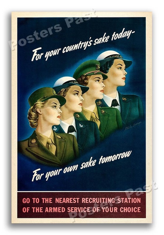 WW2 Women’s Recruiting Poster 1944 Armed Services – 16×24