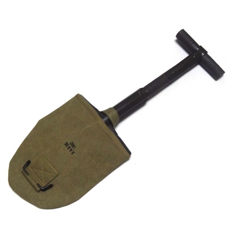 WW2 US M1910 T-Handle Entrenching Tool Short Shovel With Khaki Carrier Cover gallery