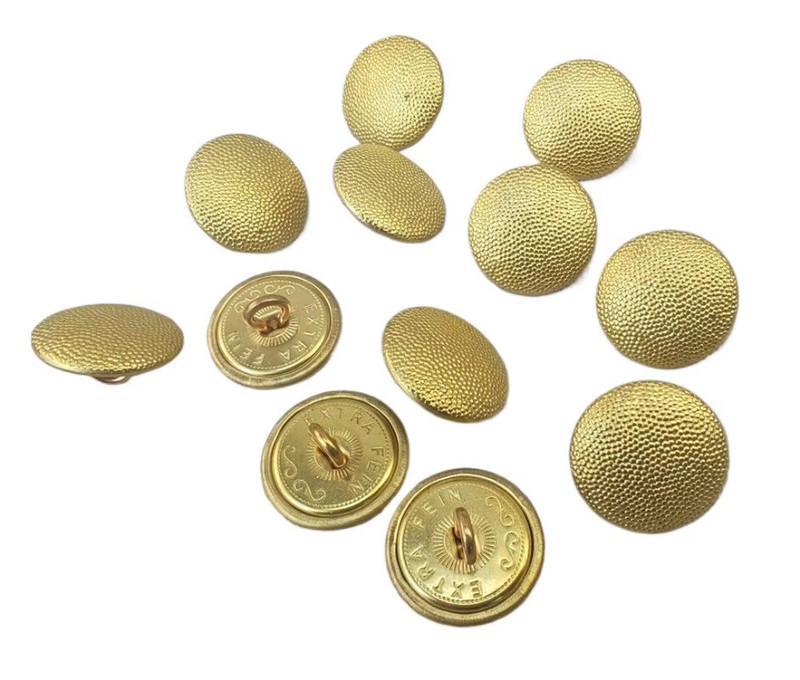 040142 19MM WW2 GERMAN ARMY OFFICER PEBBLE GRAIN TUNIC BUTTON 12PCS golden