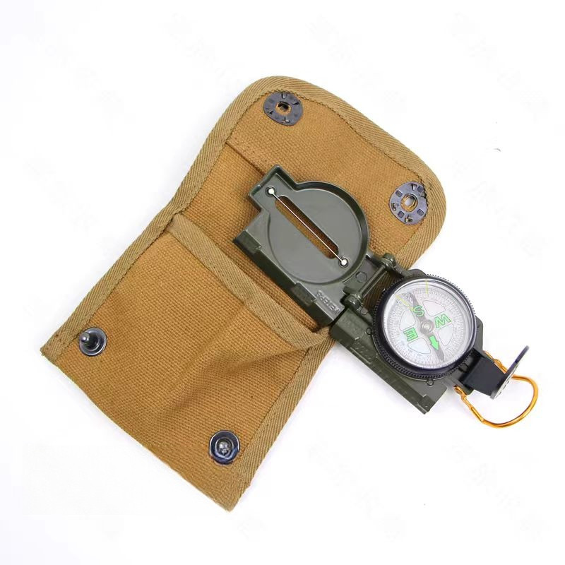 WWII US ARMY LENSATIC COMPASS TOOLS+ POUCH CANVAS Khaki -WW2 REPRO