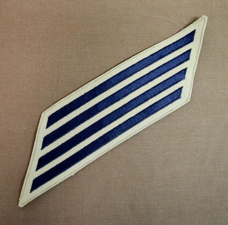 US Navy 4-bar Long Service Stripe, black on khaki, 16 years service