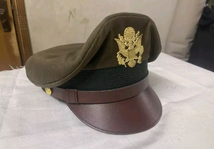 US Army Officers Visor Cap - Chocolate - All Sizes Repro WW2 Crusher Service Hat gallery