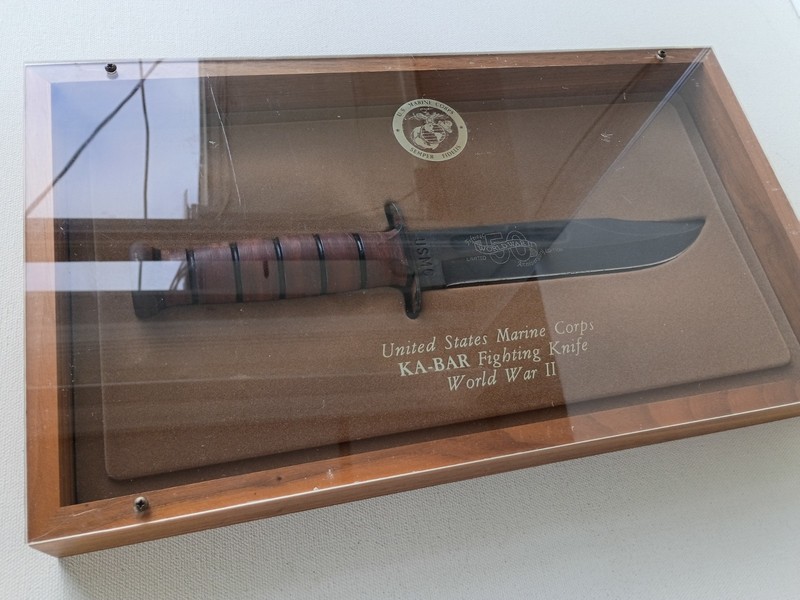 USMC KA-BAR FIGHTING KNIFE WWII 50TH ANNIVERSARY MILITARY KNIFE IN CASE OLEAN NY gallery