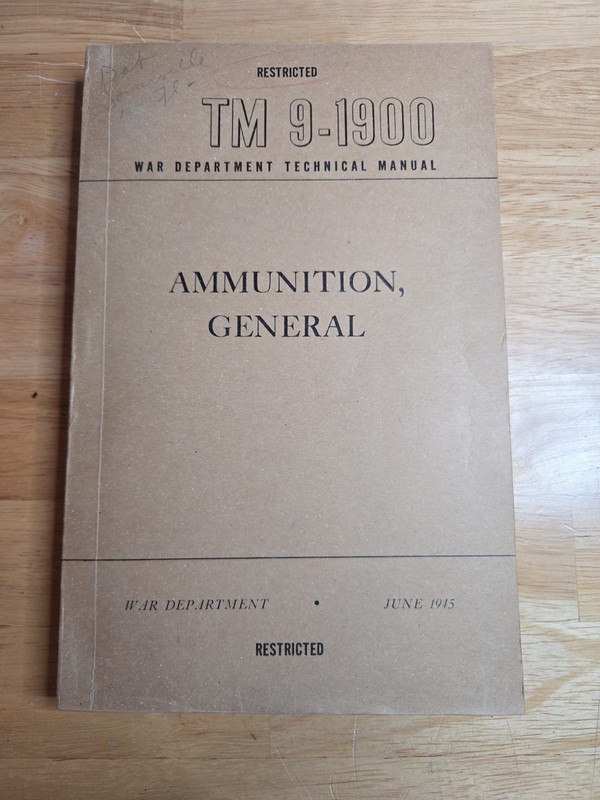 REPRINT “GENERAL AMMUNITION” 1945 MANUAL 340p TM 9-1900 100+ IMAGES