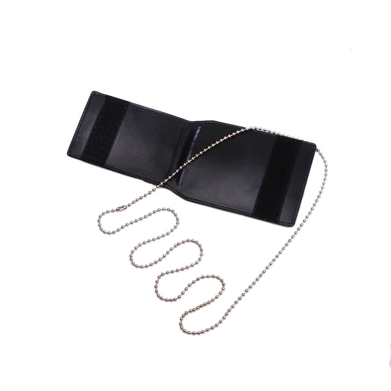 TACTICAL MILITARY NECK BADGE ID CREDIT CARD PEN HOLDER LEATHER POUCH A gallery