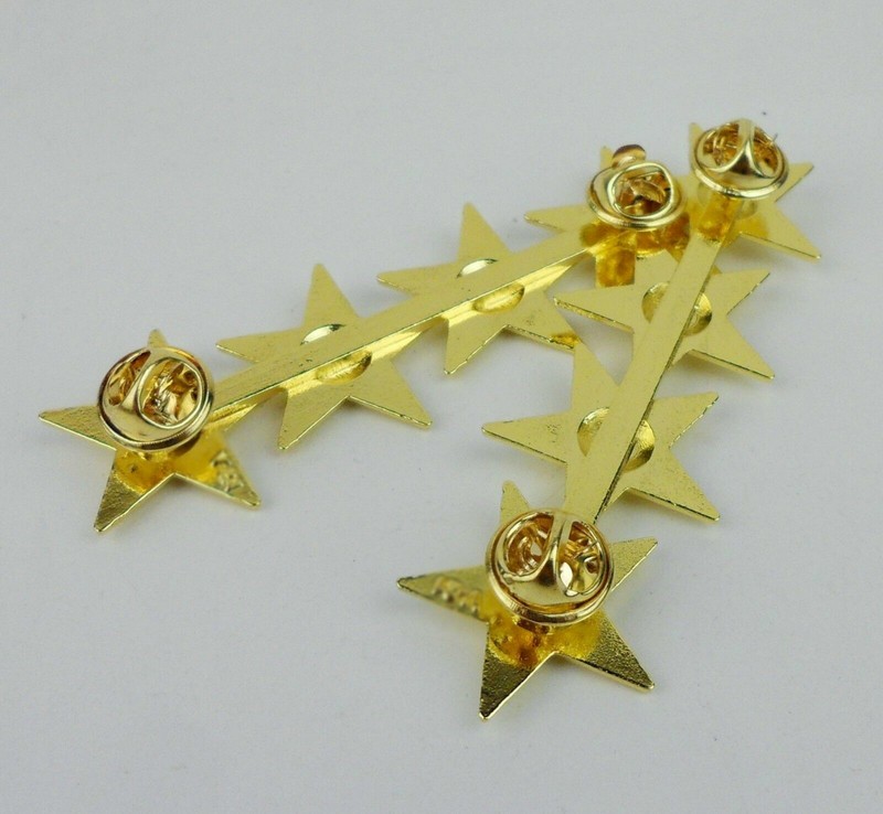 WWII WW2 A Pair Of US Army Officer 4 Stars General Rank Badges Pin Gold - US279 gallery