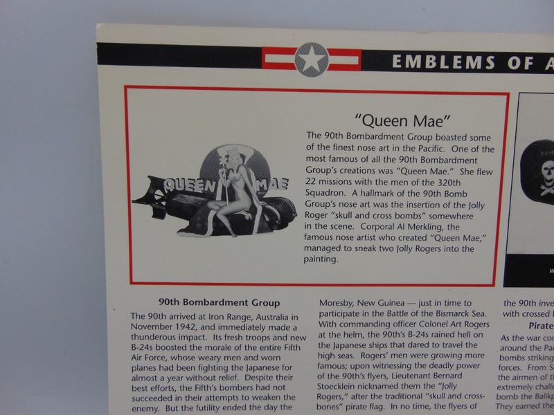 Willabee & Ward Emblems Of Air War WWII Patch 90th Bombardment Group Queen Mae gallery