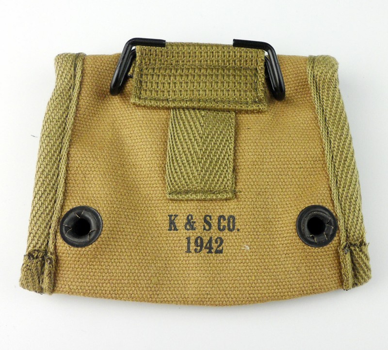 WWII U.S. Army Military Compass Pouch Case Holder Canvas Metal Clasp gallery