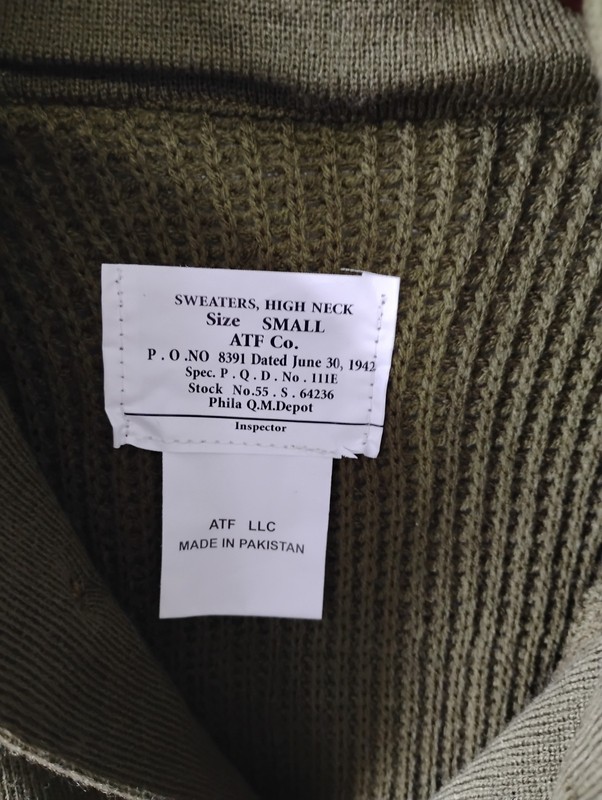 Best Repro of WW2 US 5 button High Neck Sweater from ATTHEFRONT USGI World War 2 gallery