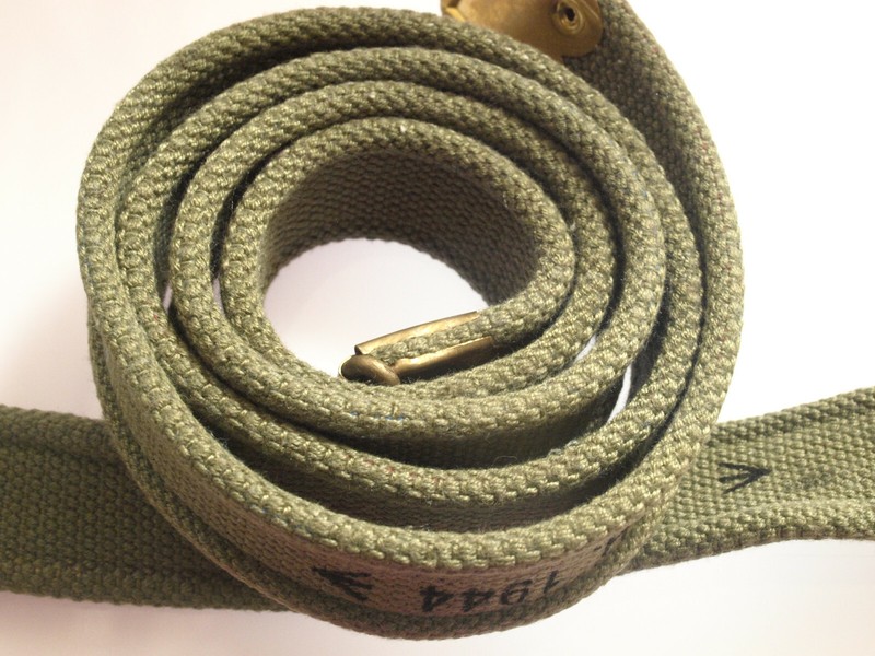 UK-style web Enfield/SMLE/SLR fabric rifle sling dated 1944 Olive green gallery