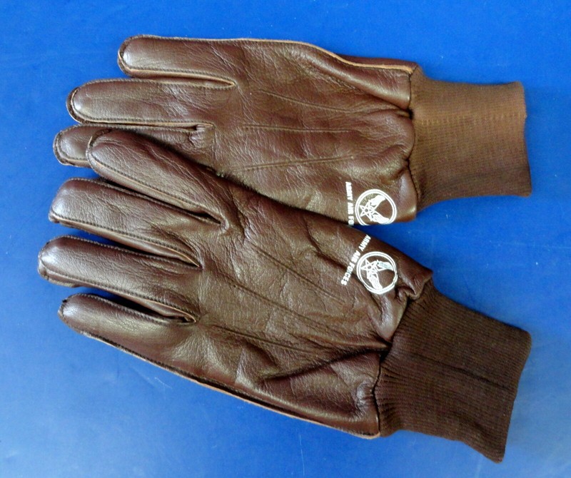 USAAF TYPE A-10 PILOT LEATHER FLYING GLOVES W/LABELS- SZ MEDIUM gallery