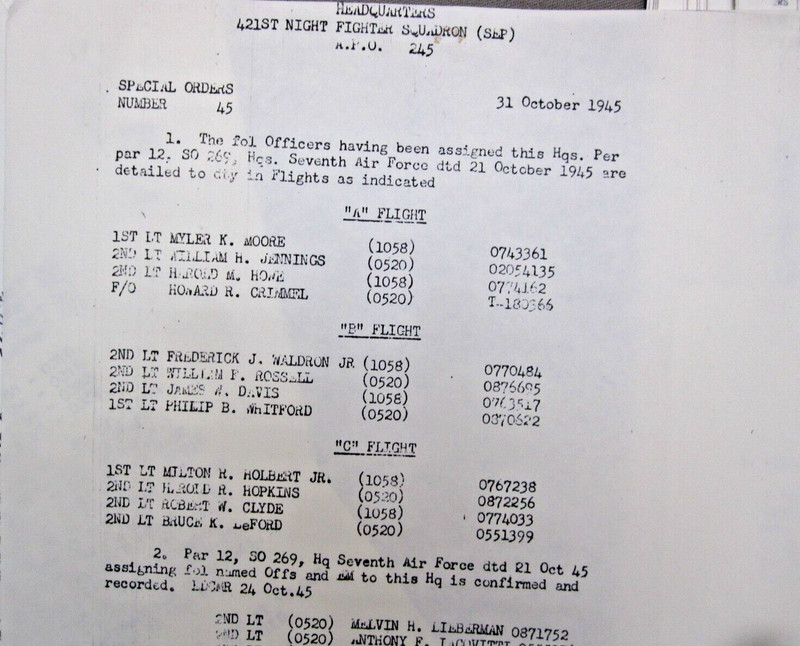 547th Fighter 1944-45 Copies of Flight Records & Painted Patch on Canvas 1992 gallery