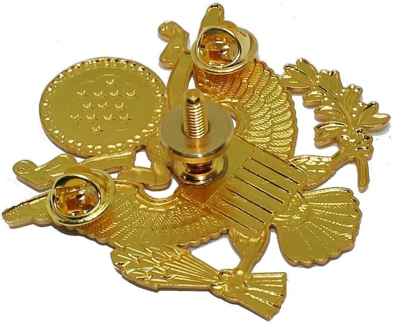US Army Officer Cap Eagle Badge Insignia Gold 2.50" Large Lapel Hat Pin gallery