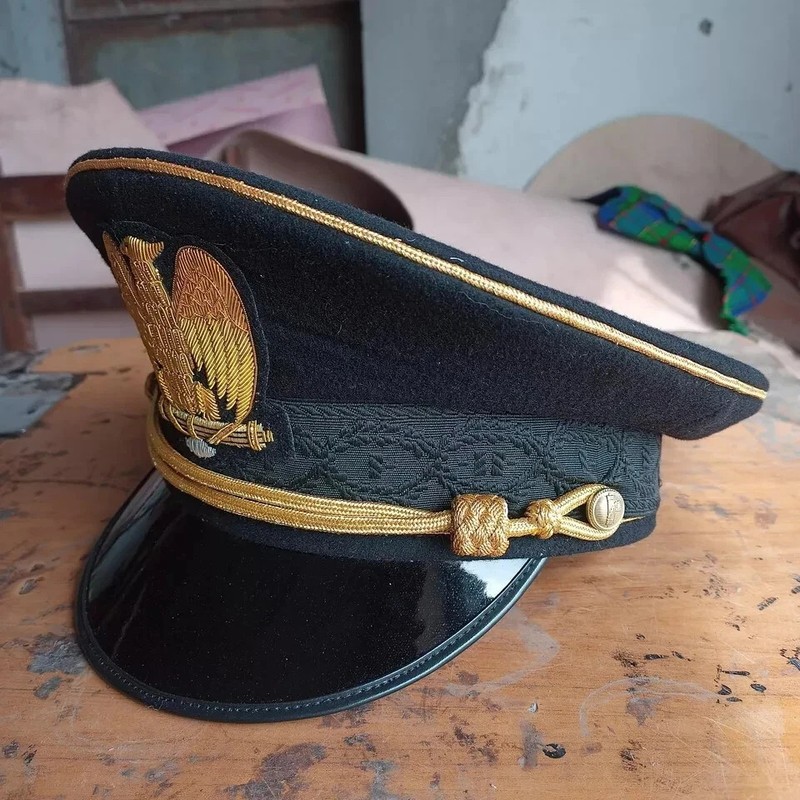 WW2 Italian Fascist Military Visor Cap M1895 Uniform Peak Officer Forage Hat gallery