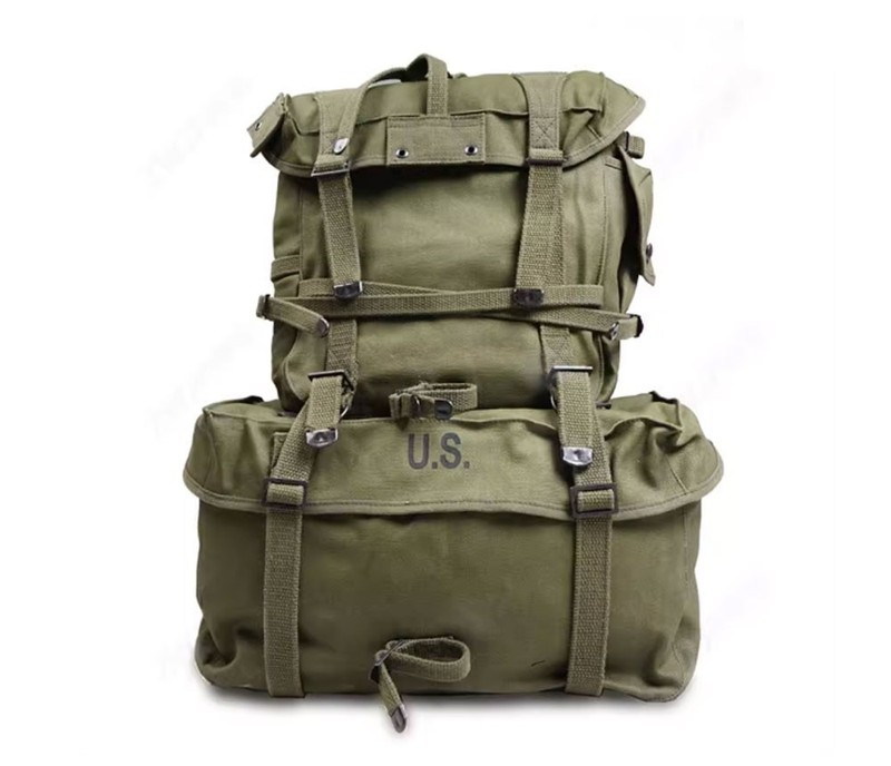 A Set World War II US Army M1945 Field Pack Backpack Strap Bag-1369