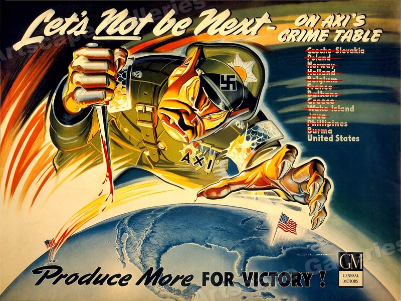 Defeat Axis! Let's Not Be Next - Vintage Style WW2 Poster - 24x32