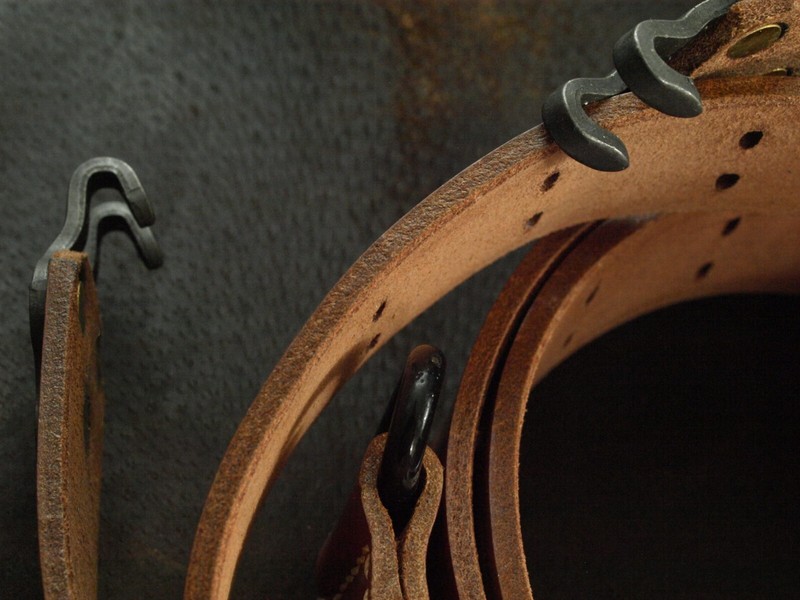 M1907 sling CUSTOM leather SINGER CO 1942 G.I. HOOKS blknd. steel PREMIUM SUPERB gallery