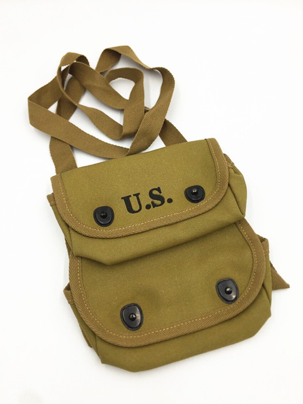 WW2 US ARMY USMC Two Pocket POUCH CANVAS BAG HIGH QUALITY REPLICA WITH HOOK NEW