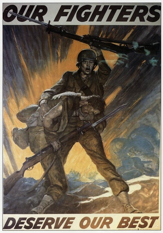 Our Fighters Our Deserve Best GIs Combat WWII Mini Poster 1991 Illustration
