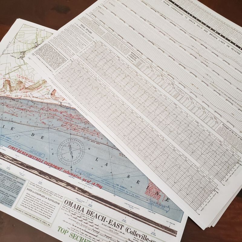 Set of 2 top secret Omaha Beach Maps from D-Day (Normandy landing 1944) gallery