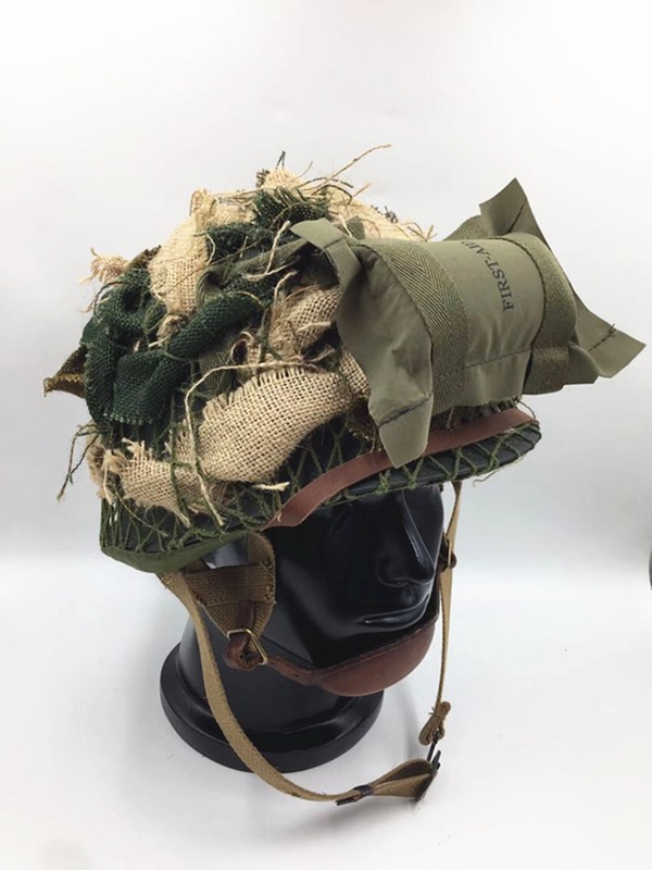 WWII WW2 US ARMY AIRBORNE M1C HELMET CAMOUFLAGE NET SUIT gallery