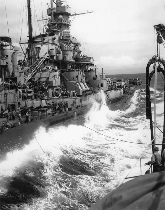 WW2 WWII Photo USS Massachusetts BB-59 Refuel 1944 US Navy World War Two / 7160