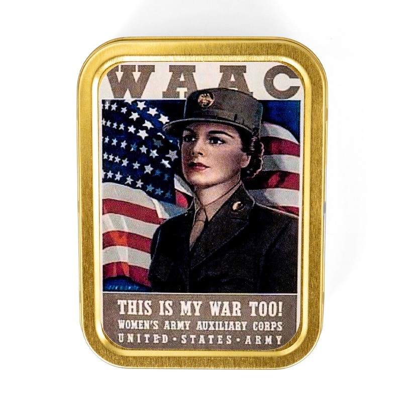 WW2 Themed WAAC Metal Tin- Women's Army Auxillary Corps- US Propaganda Empty Tin