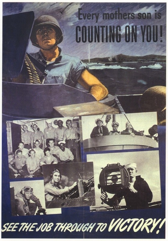 Every Mother’s Son Counting on You WWII Mini Poster 1991 Illustration