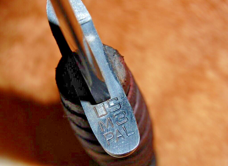 WWII M3 Fighting KA Knife w/ Leather M6 Sheath - Belt Bar - WW2 Reproduction gallery