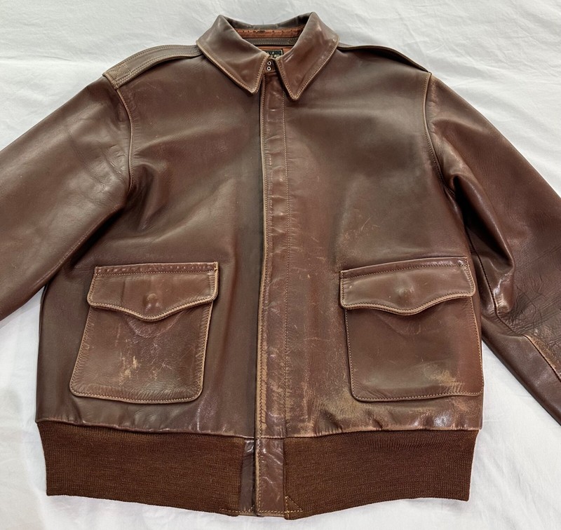 WWII USAAF A-2 Flight Jacket, Rough Wear Clothing Co. Contract 1401-P Exact Copy