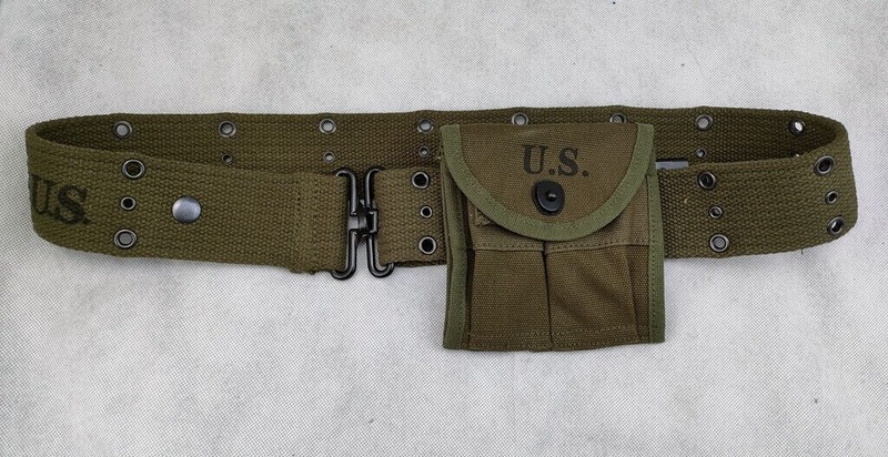 WW2 US ARMY VIETNAM WAR M1956 FIELD EQUIPMENT BELT & M1 CANVAS MAGAZINE POUCH