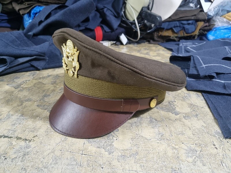 USA Military Cap U.S. Officer Visor Crusher Cap Winter (OD Green)- All Size gallery