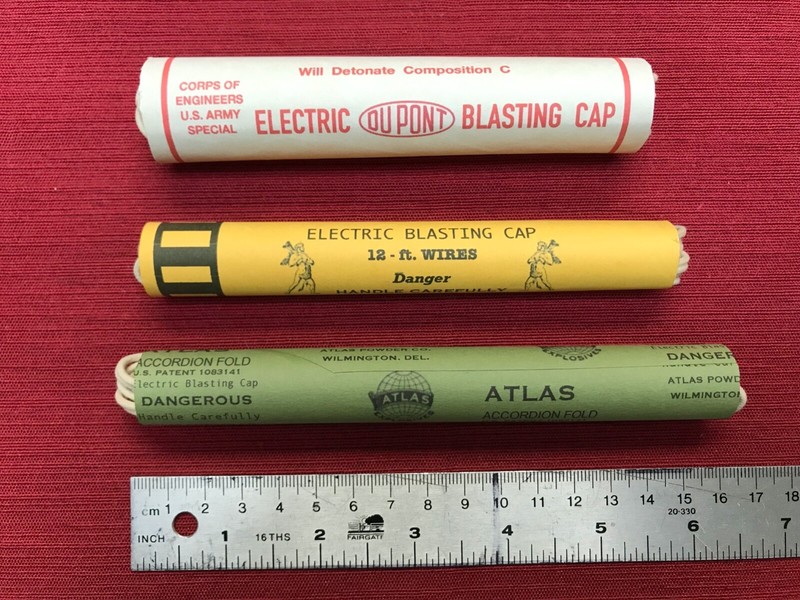 WW 2 US Army inert blasting cap reproductions, set of 3. Army Corps of Engineers