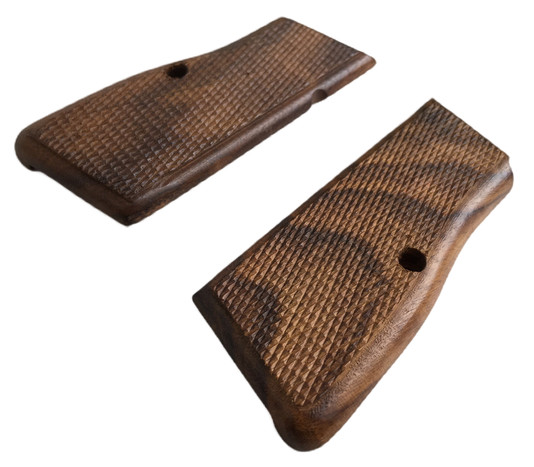 WWI WWII Hi-Power Checkered Wooden 9MM Pistol Grips German Browning