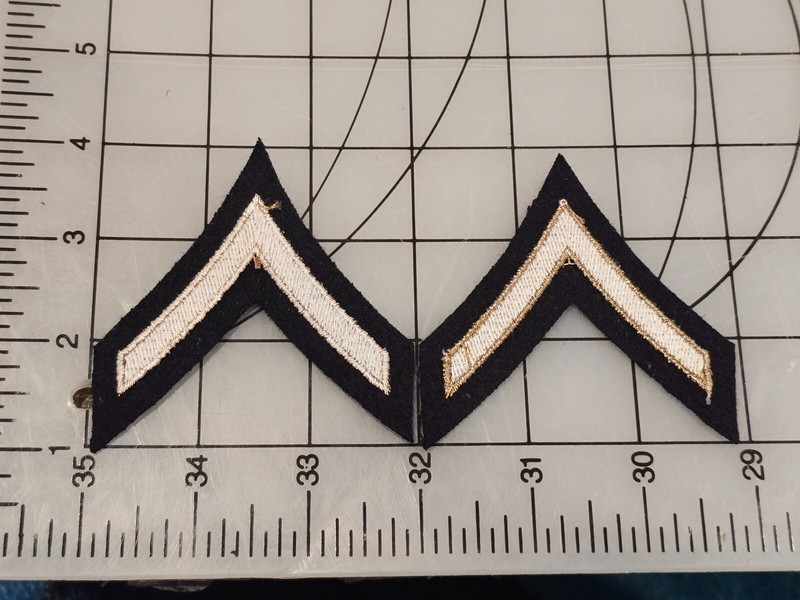 Reproduction WW2 US Army Private PFC First Class Chevrons Rank Pair Wool 015 gallery