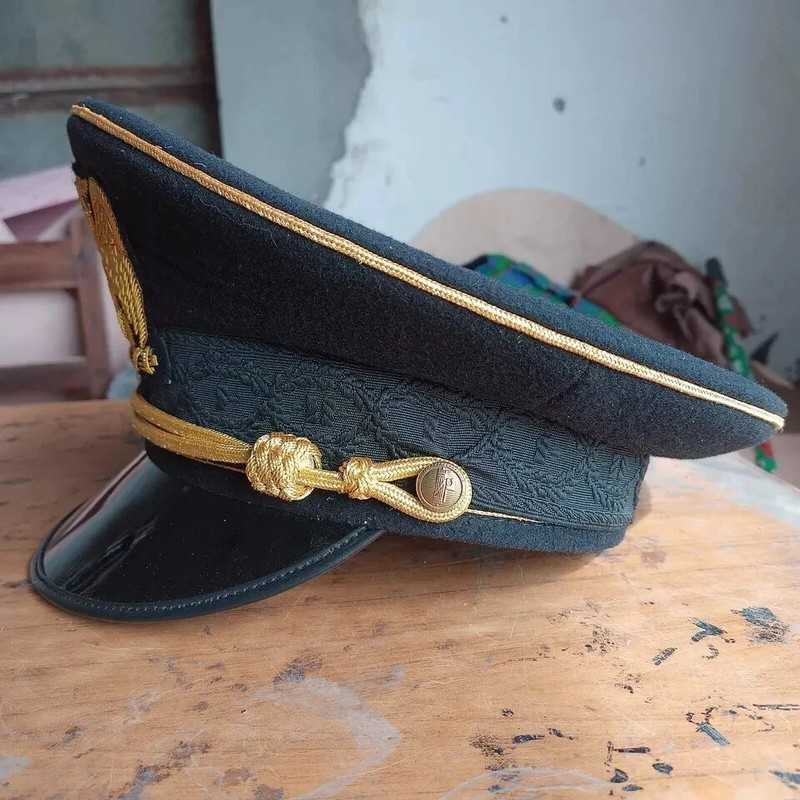 WW2 Italian Fascist Military Visor Cap M1895 Uniform Peak Officer Forage Hat gallery