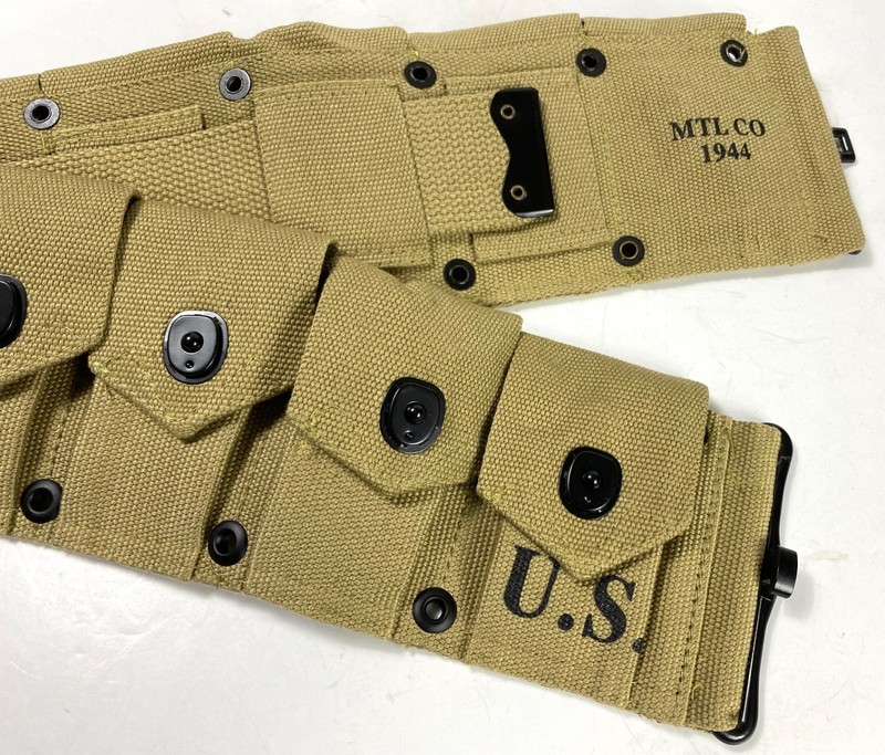 WWII US ARMY INFANTRY M1 GARAND RIFLE 10 POCKET AMMO BELT OD#3 KHAKI gallery