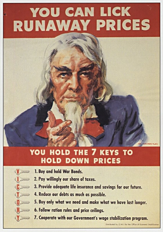 Uncle Sam: You Can Lick Runaway Prices WWII Mini Poster 1991 Illustration
