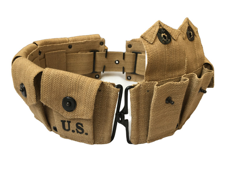 U.S. Army WWII Springfield M1 Garand 10 Pocket Canvas Ammunition Belt KhakiBeige gallery