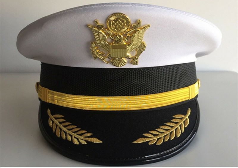 US Army Air Force OffIcer White Cap Captain Hat Uniforms Costume Party