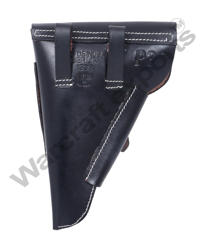 German WWII P38 Softshell Black Leather Holster (Repro) "MARKED" gallery